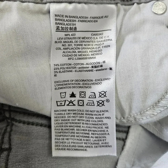 Levi's denizen shortie grey shorts size 7/28 - Picture 4 of 4